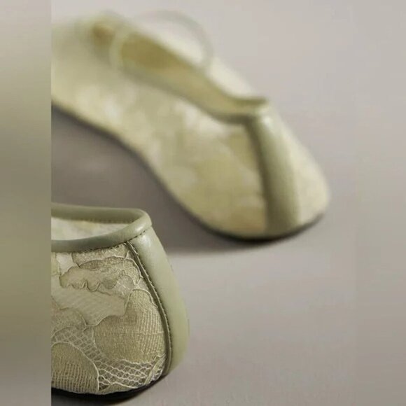 NEW ANTHROPOLOGIE Jeffrey Campbell Swan-Lake Lace Flats Mint Women's Size 9 - Picture 3 of 4